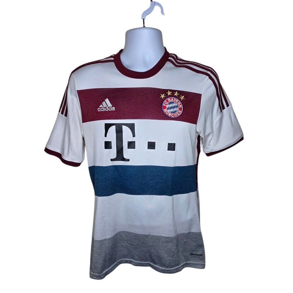 Bayern Munich Adidas Away Football Soccer Shirt Shirt Mens Size XS White Multi